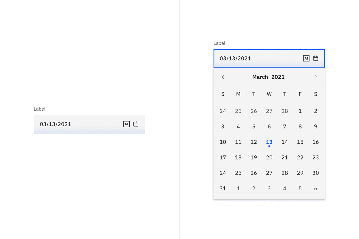 Enabled state of default date picker with AI presence