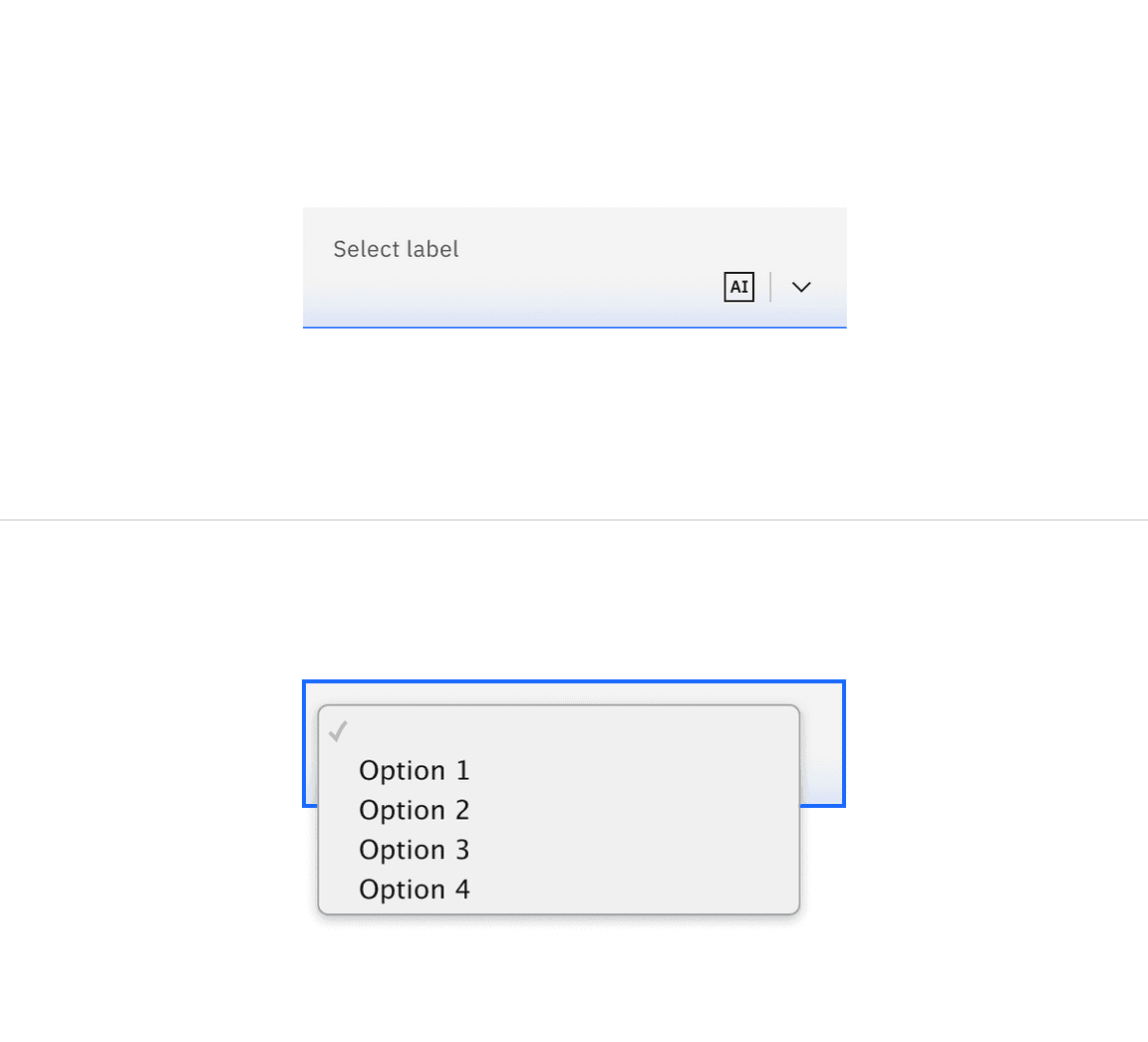 Enabled state of fluid select with AI presence